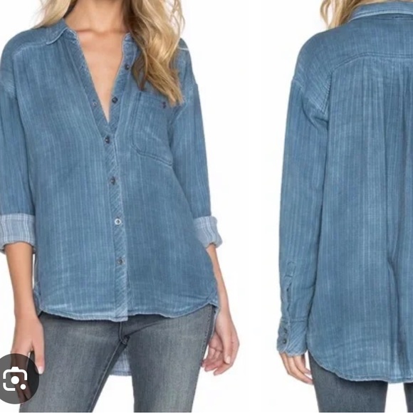 LIKE NEW FREE PEOPLEL turn it around button down Top size S-L - Picture 1 of 8